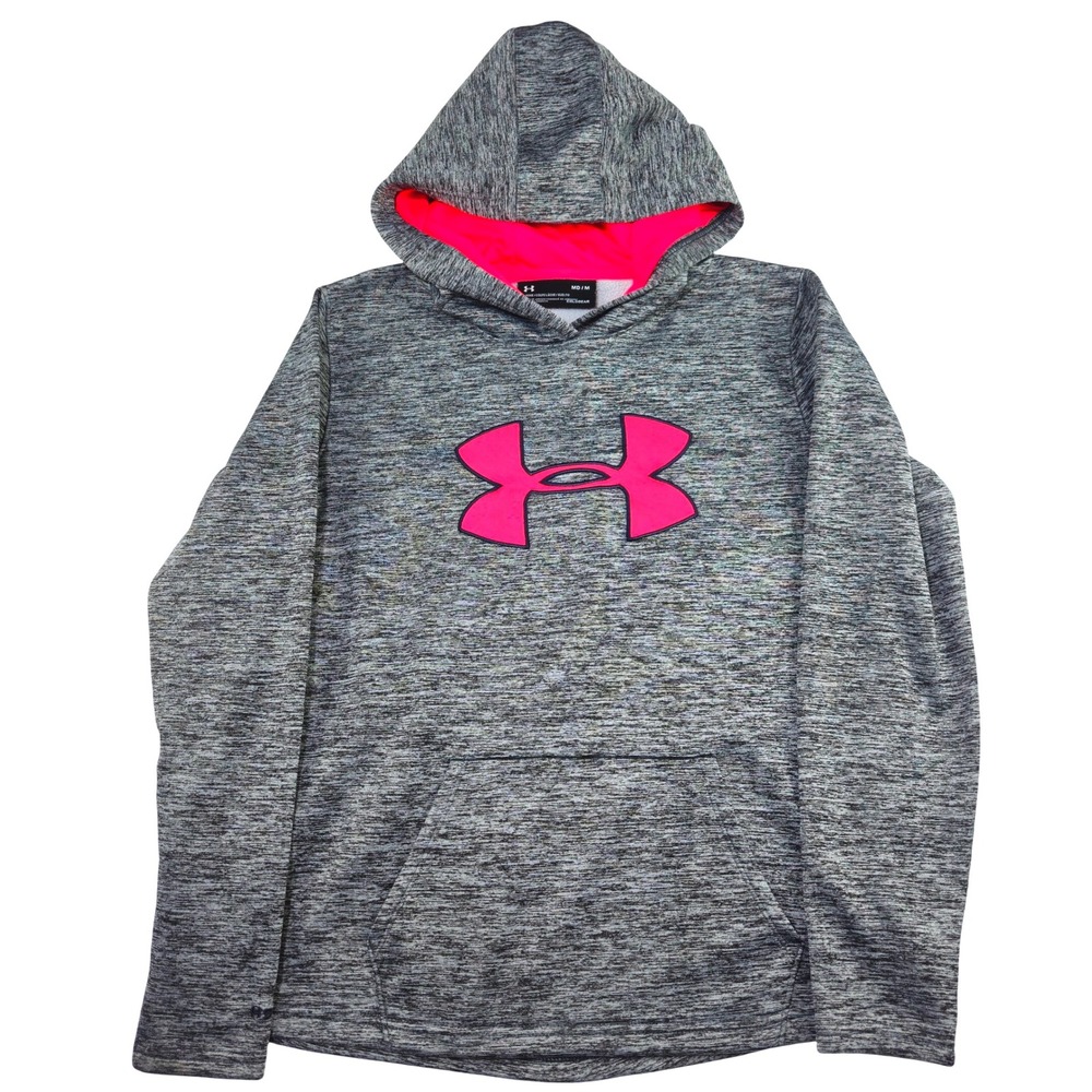 Under Armour Hoodie Women's Medium M Gray Pink ColdGear Loose Fit Pullover